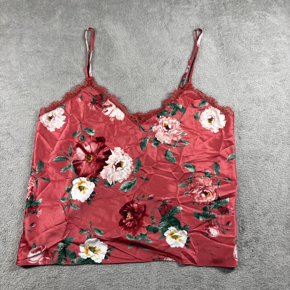 Inc‎ International Concepts Intimates Floral Print Lace-Trim Cami Top Large NWT